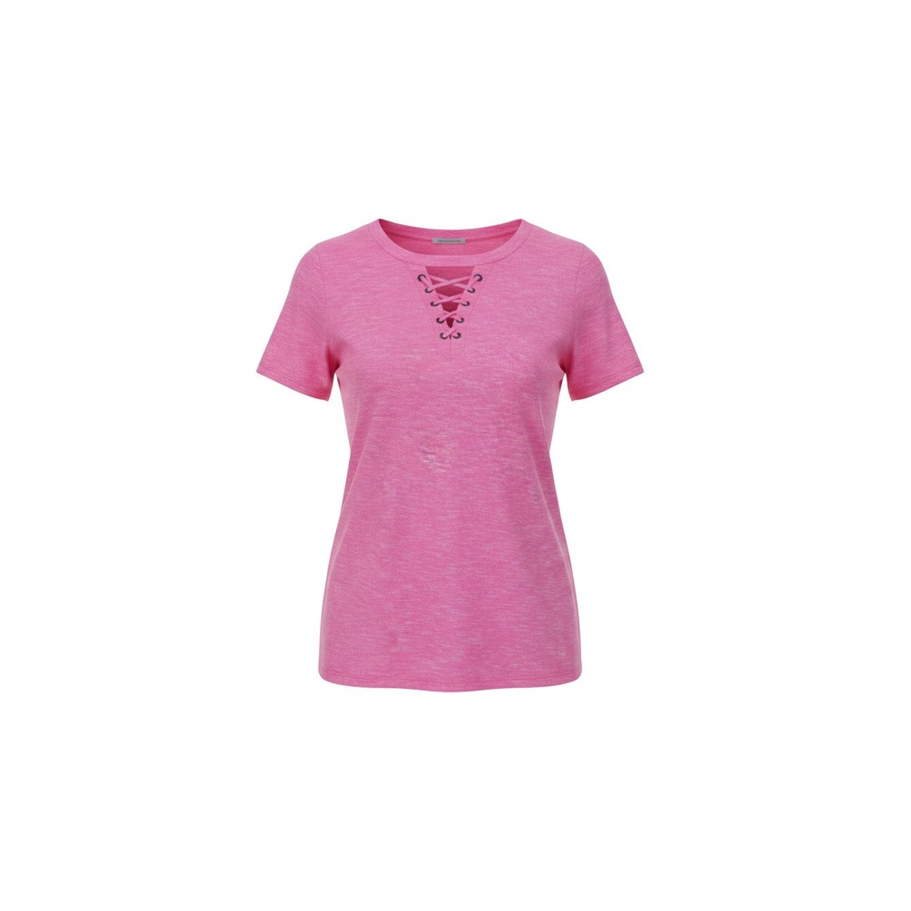 Love Fire T-Shirt Womens Small Pink New Lace Up Neck Space Dye rue21 Top